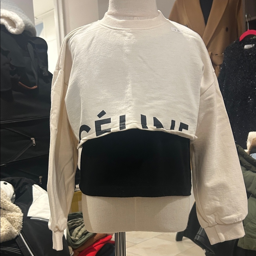 Celine Logo Block Crew Neck Pullover